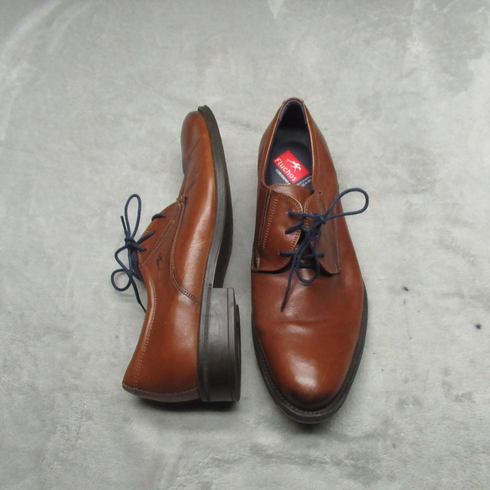 Fluchos Mens 11.5 EU46 Dress Shoes Brown Leather Heracles Lace Up Classic Oxford